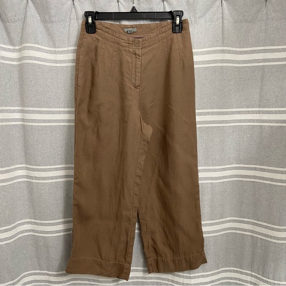 J. JILL / Brown Wide Leg Linen Pants Size 2P - Picture 1 of 8